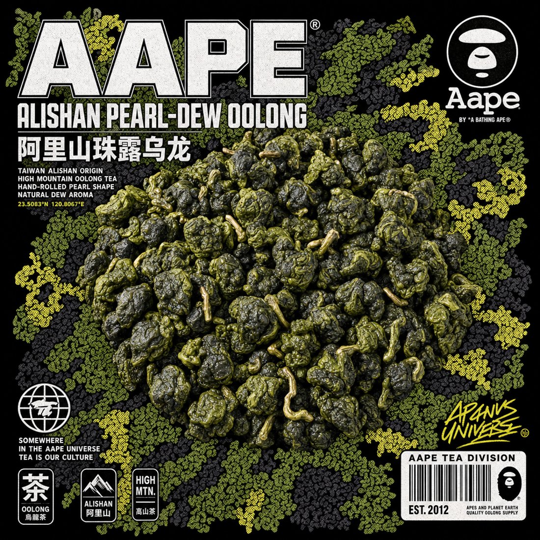 Acid green pattern on near-black